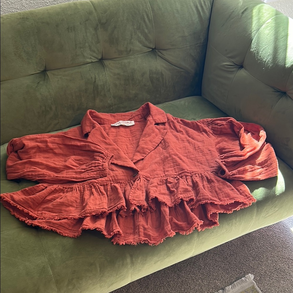 Free People Rust Ruffle Top